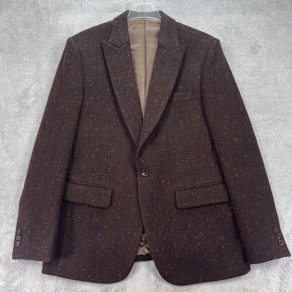 StudioSuits Harris Tweed Blazer Jacket Mens 40S Brown Speckled Wool Hand Crafted - Picture 2 of 15